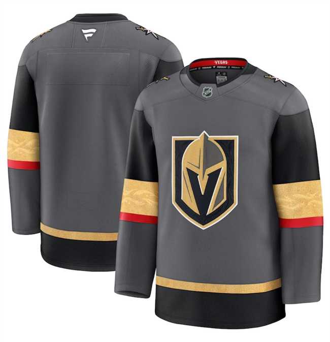 Men%27s Vegas Golden Knights Custom Grey 2024-25 Alternate Stitched Hockey Jersey